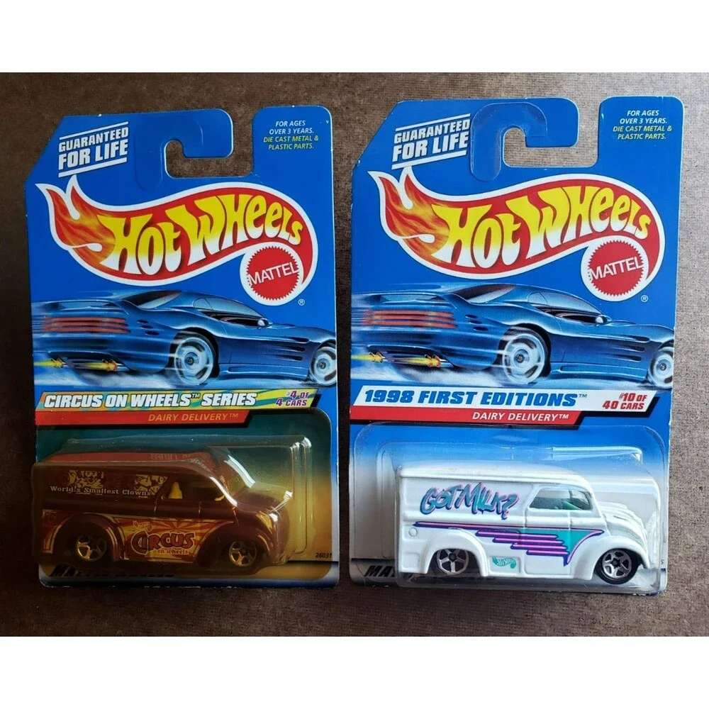 Hot Wheels DAIRY DELIVERY '98 FIRST EDITIONS & CIRCUS ON WHEELS SERIES LOT OF 2